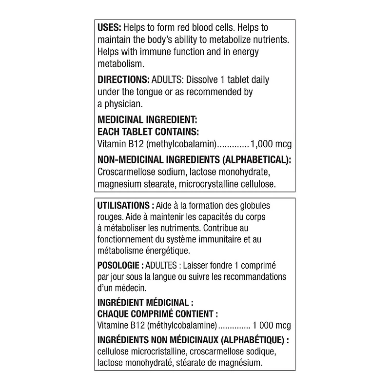 Spring Valley Vitamine B12 1,000 mcg 360 Comprimes Sublinguaux