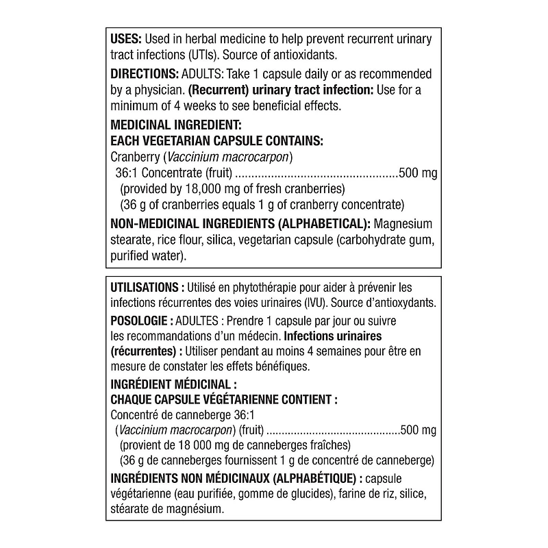 Spring Valley Cranberry 500 mg, 160 Vegeterian Capsules