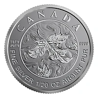 Ensemble fractionnel de feuille d'érable à 5 pièces en argent pur - Célébration du bicentenaire