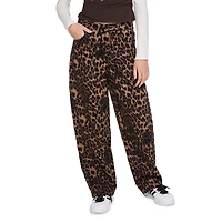 My Sister's Closet Girls' All-Over Leopard Printed Belted Barrel Pant