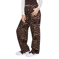 My Sister's Closet Girls' All-Over Leopard Printed Belted Barrel Pant