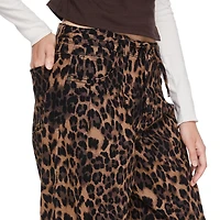 My Sister's Closet Girls' All-Over Leopard Printed Belted Barrel Pant