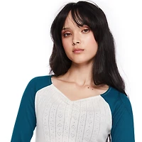 My Sister's Closet Girls' Long Sleeve Gathered V-Neck Tee, Sizes S-XXL