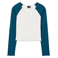 My Sister's Closet Girls' Long Sleeve Gathered V-Neck Tee, Sizes S-XXL