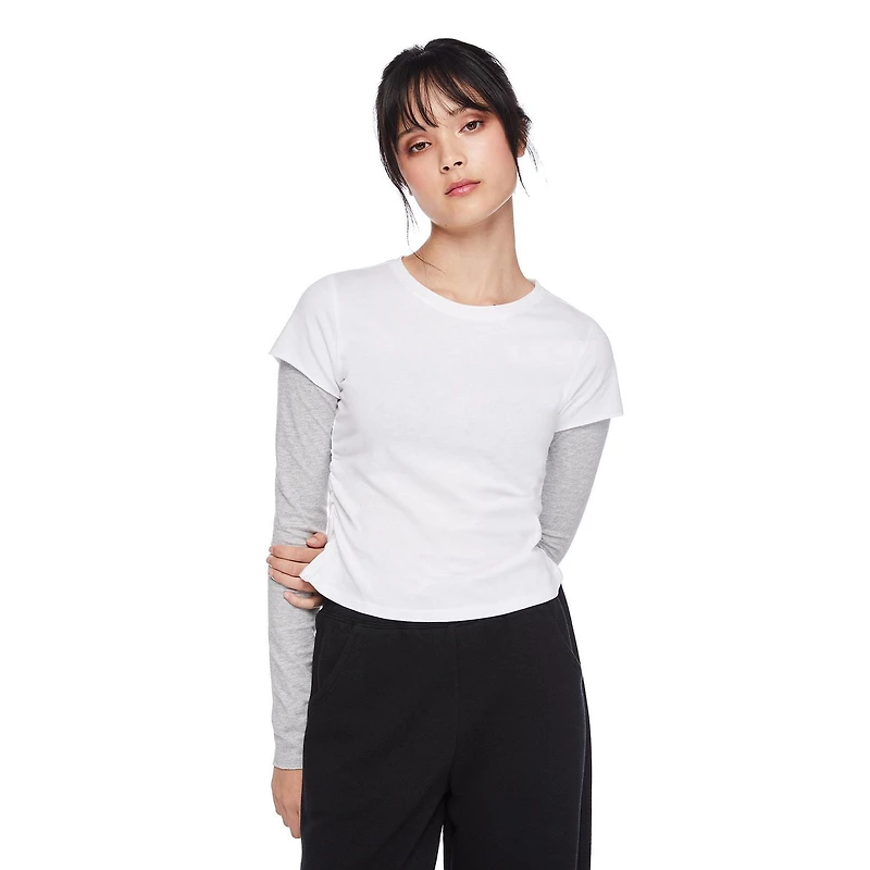 Haut trompe-l’œil à manches longues avec encolure ras du cou My Sister’s Closet pour filles Tailles P-TTG