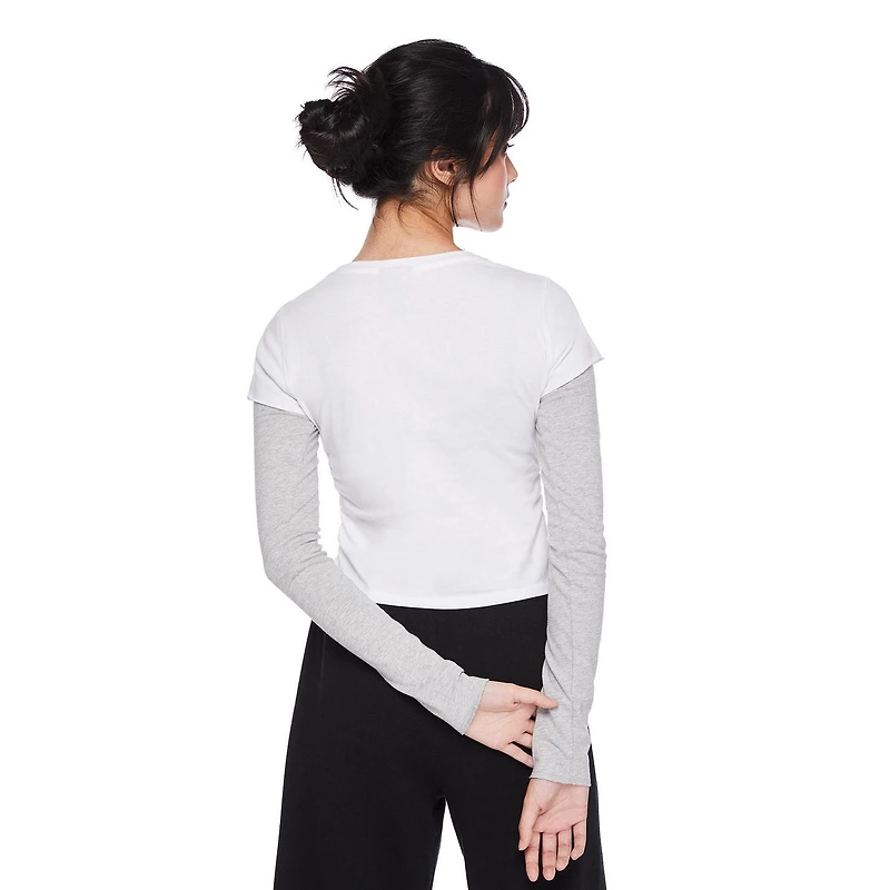 My Sister's Closet Girls' Long Sleeve Crewneck Fooler Tee, Sizes S-XXL