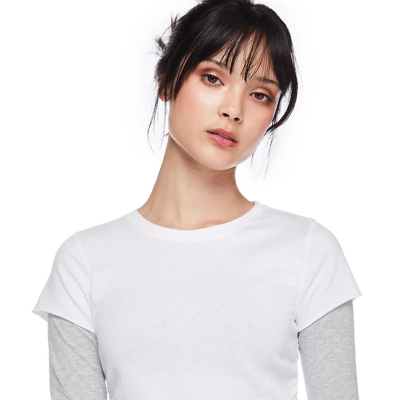 My Sister's Closet Girls' Long Sleeve Crewneck Fooler Tee, Sizes S-XXL