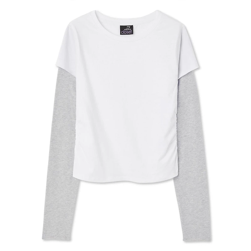 My Sister's Closet Girls' Long Sleeve Crewneck Fooler Tee, Sizes S-XXL