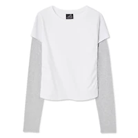 My Sister's Closet Girls' Long Sleeve Crewneck Fooler Tee, Sizes S-XXL