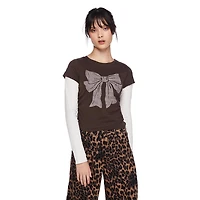 My Sister's Closet Girls' Long Sleeve Crewneck Fooler Tee, Sizes S-XXL