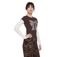 My Sister's Closet Girls' Long Sleeve Crewneck Fooler Tee, Sizes S-XXL