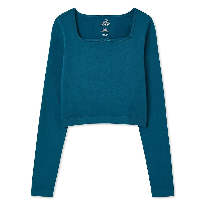 My Sister's Closet Girls' Long Sleeve Square Neck Seamless Top, Sizes S-XXL