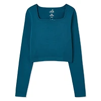 My Sister's Closet Girls' Long Sleeve Square Neck Seamless Top, Sizes S-XXL