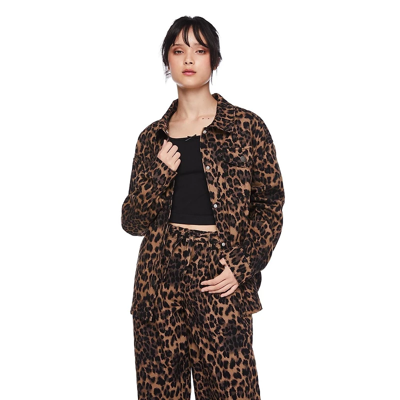 My Sister's Closet Girls' All-Over Leopard Printed Oversized Shacket