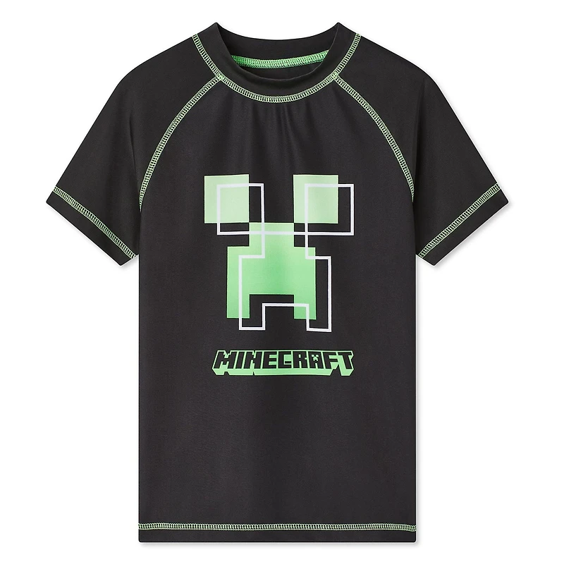 Minecraft Boys' Short Sleeve Rash Guard