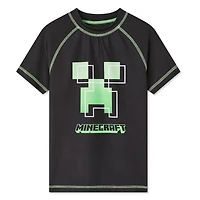 Minecraft Boys' Short Sleeve Rash Guard