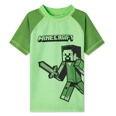 Minecraft Boys' Short Sleeve Rash Guard