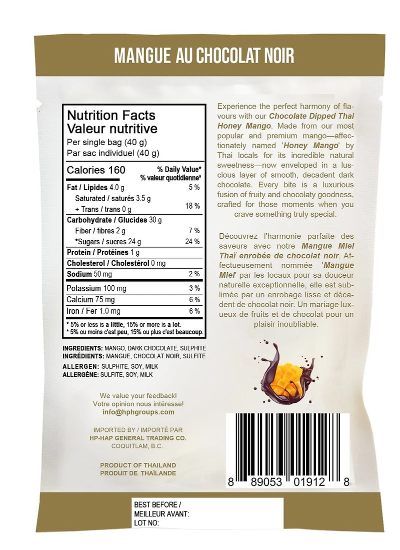 40g Chocolate Dipped Mango - H&H Healthy & Happy, Dried Mango Dipped in Chocolate