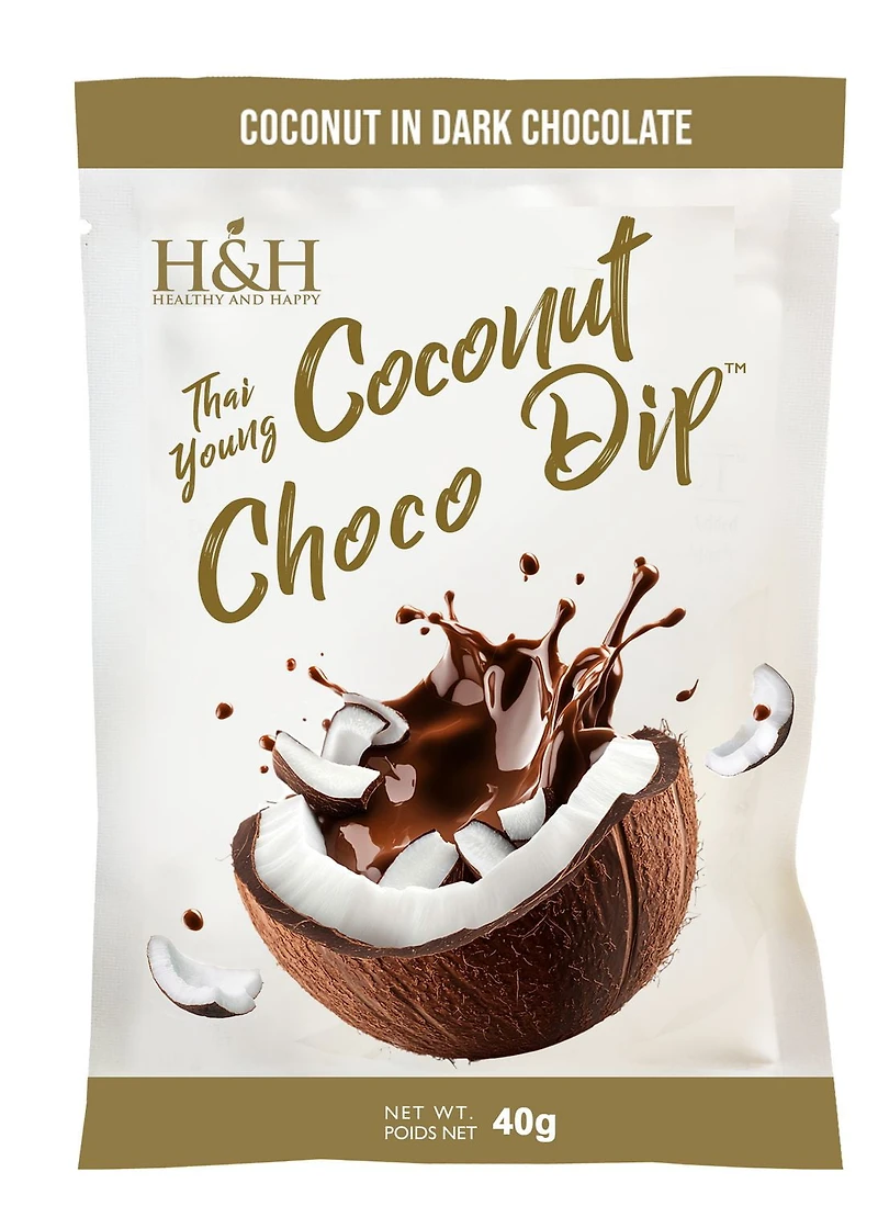 40g Chocolate Dipped Coconut - H&H Healthy & Happy, Dried Coconut Dipped in Dark Chocolate