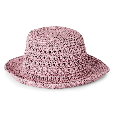 Chapeau de paille avec motif crocheté Time and Tru pour femmes