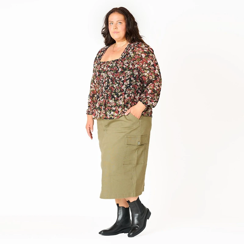 Devoted Taille Plus Femme Jupe maxi utilitaire avec poches cargo