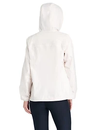 Details Women's Windbreaker Jacket With Gingham Lining Trim Inside of Hood & Yoke