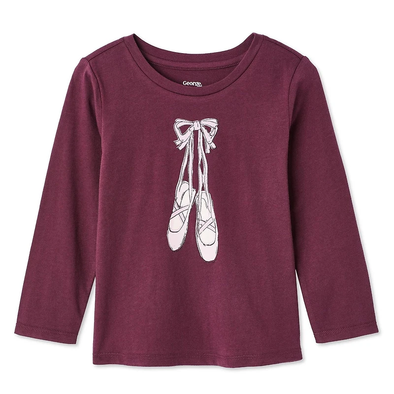 T-shirt à manches longues George pour petites filles Tailles 2T-5T