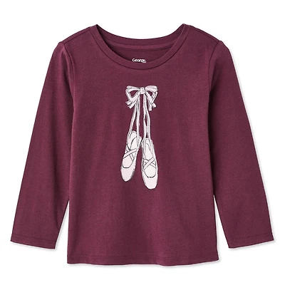 T-shirt à manches longues George pour petites filles Tailles 2T-5T