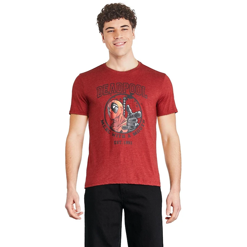 T-shirt à manches courtes Deadpool Marvel pour hommes Tailles P-TG