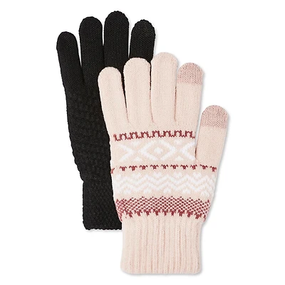 Time and Tru Women's Knit Gloves 2-Pack