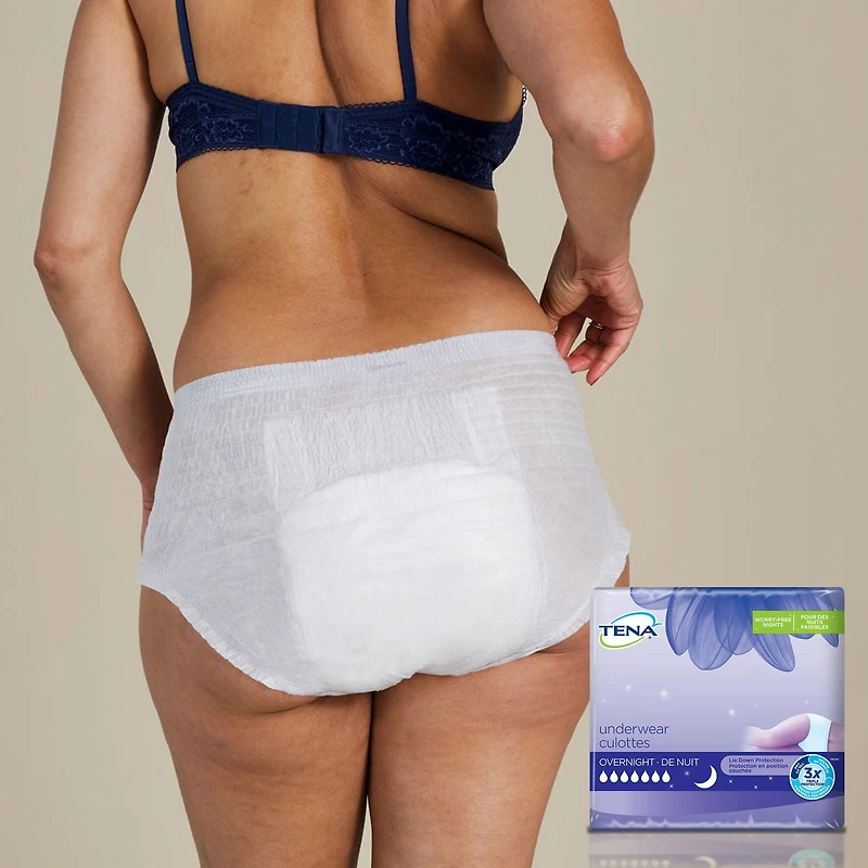 TENA Incontinence Underwear for Women, Postpartum and Bladder Control, Overnight Absorbency, White. Small, 13 Count, 13 unit
