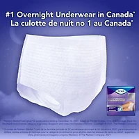 TENA Culottes contre l’incontinence féminine - De nuit - Grand - 14 unités La culotte de nuit TENA Overnight est conçue pour être portée la nuit grâce à un système de barrières antifuite sécuritaire et à une protection en position couchée qui vous assurent des nuits paisibles.
