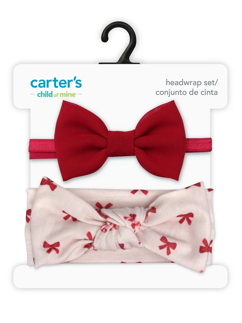 Carter's Child of Mine, Baby Girl Plume Holiday Headwrap, 2 Pack, One Size
