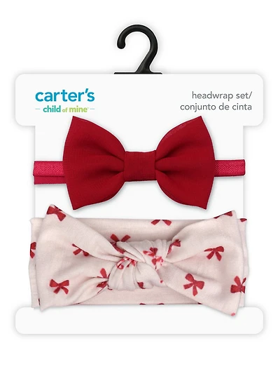 Carter's Child of Mine, Baby Girl Plume Holiday Headwrap, 2 Pack, One Size