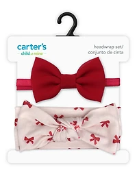 Carter's Child of Mine, Baby Girl Plume Holiday Headwrap, 2 Pack, One Size