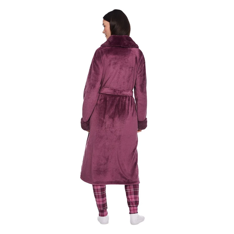 Robe de chambre à col en similifourrure George pour femmes