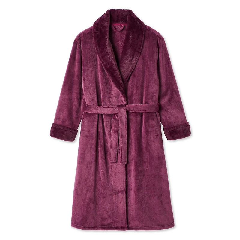 George Women's Long Faux Fur Collar Robe