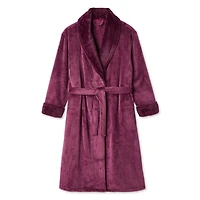 George Women's Long Faux Fur Collar Robe