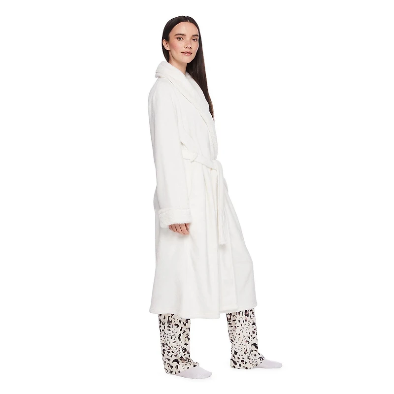 Robe de chambre à col en similifourrure George pour femmes