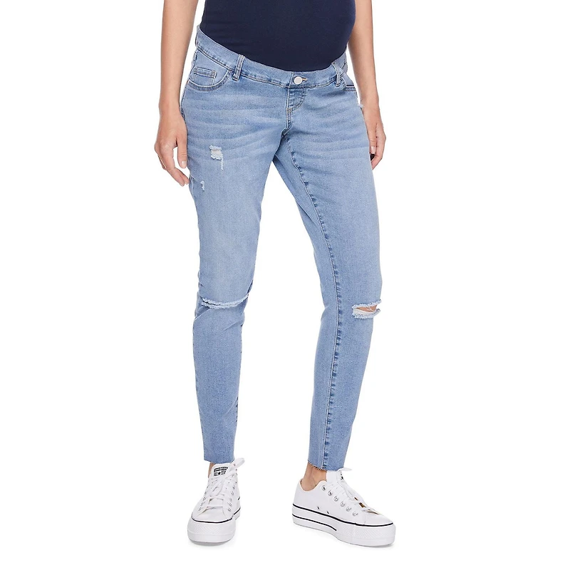 Jean en denim ajusté usé à porter par-dessus le ventre Paisley Sky Maternité Tailles P-TTG