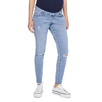 Jean en denim ajusté usé à porter par-dessus le ventre Paisley Sky Maternité Tailles P-TTG