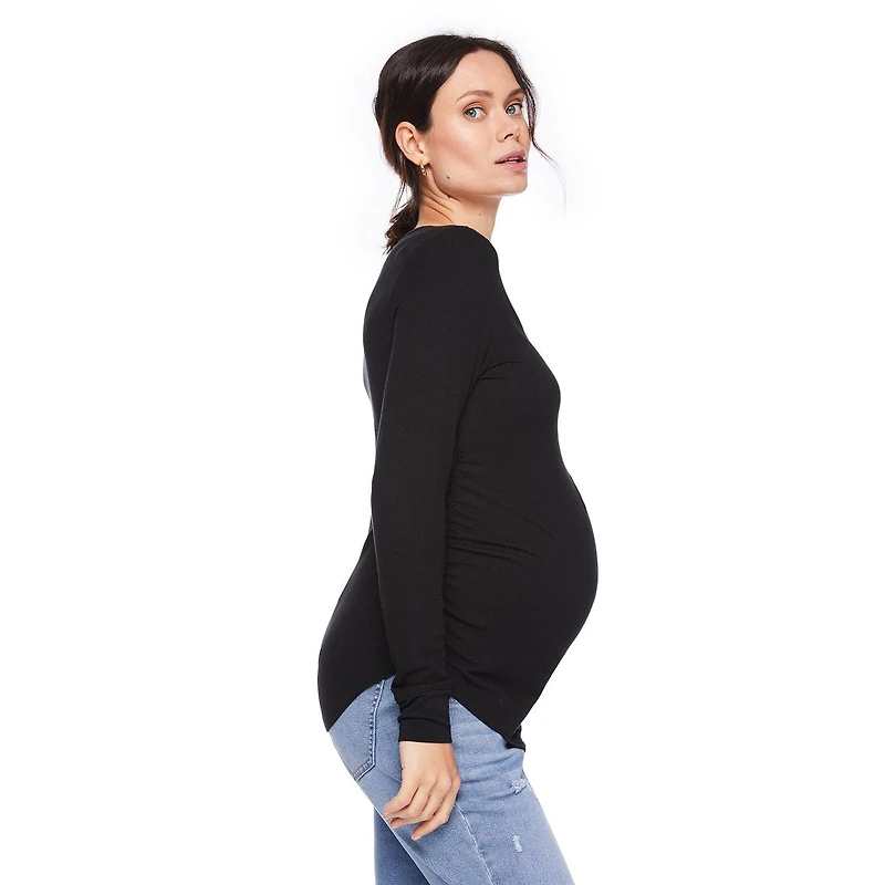 Paisley Sky Maternity Long Sleeve Snap Henley Top