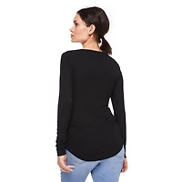 Paisley Sky Maternity Long Sleeve Snap Henley Top