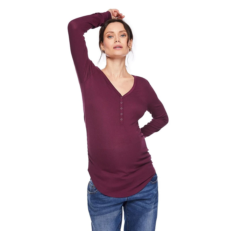 Haut henley à manches longues Paisley Sky Maternité Tailles P-TTG