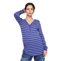 Paisley Sky Maternity Long Sleeve Snap Henley Top