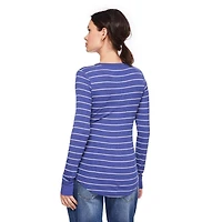 Paisley Sky Maternity Long Sleeve Snap Henley Top