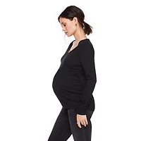 Paisley Sky Maternity Long Sleeve Side Ruched V-Neck Tee