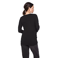 Paisley Sky Maternity Long Sleeve Side Ruched V-Neck Tee