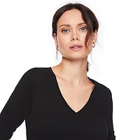 Paisley Sky Maternity Long Sleeve Side Ruched V-Neck Tee