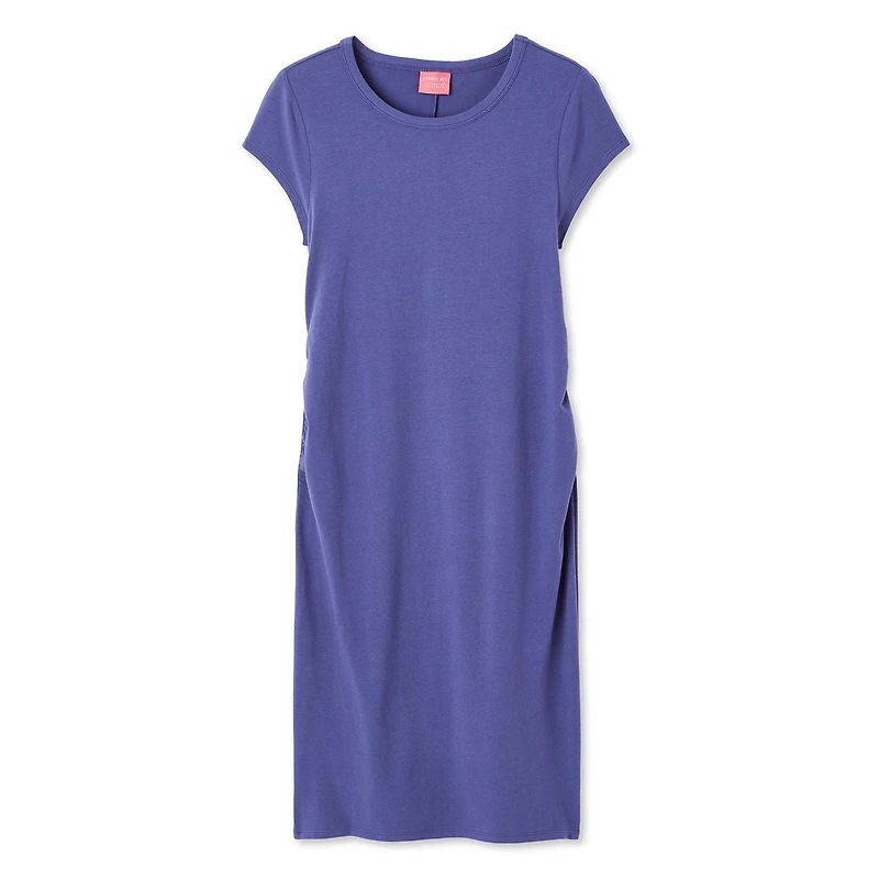 Robe hyper moulante à manches courtes avec motif ruché latéral Paisley Sky Maternité Tailles P-TTG